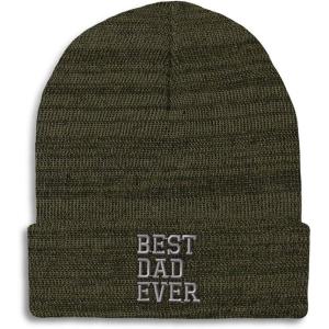 imageBeanies for Men Best Dad Ever Aembroidery Humor Winter Hats for Women Acrylic Skull Cap 1 SizeHeather Olive Green Design Only