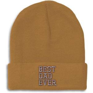 imageBeanies for Men Best Dad Ever Aembroidery Humor Winter Hats for Women Acrylic Skull Cap 1 SizeKhaki Design Only