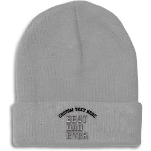 imageBeanies for Men Best Dad Ever Aembroidery Humor Winter Hats for Women Acrylic Skull Cap 1 SizeLight Grey Personalized Text Here