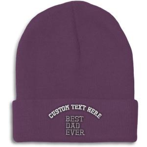 imageBeanies for Men Best Dad Ever Aembroidery Humor Winter Hats for Women Acrylic Skull Cap 1 SizePurple Personalized Text Here