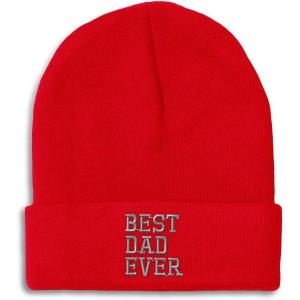 imageBeanies for Men Best Dad Ever Aembroidery Humor Winter Hats for Women Acrylic Skull Cap 1 SizeRed Design Only