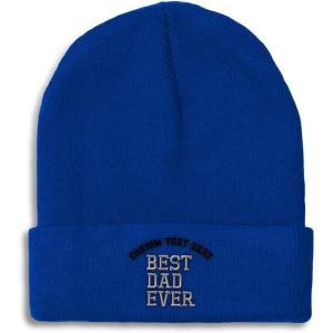 imageBeanies for Men Best Dad Ever Aembroidery Humor Winter Hats for Women Acrylic Skull Cap 1 SizeRoyal Blue Personalized Text Here