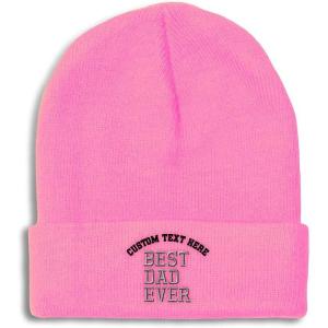 imageBeanies for Men Best Dad Ever Aembroidery Humor Winter Hats for Women Acrylic Skull Cap 1 SizeSoft Pink Personalized Text Here