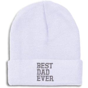 imageBeanies for Men Best Dad Ever Aembroidery Humor Winter Hats for Women Acrylic Skull Cap 1 SizeWhite Design Only