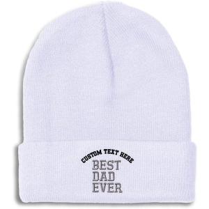 imageBeanies for Men Best Dad Ever Aembroidery Humor Winter Hats for Women Acrylic Skull Cap 1 SizeWhite Personalized Text Here