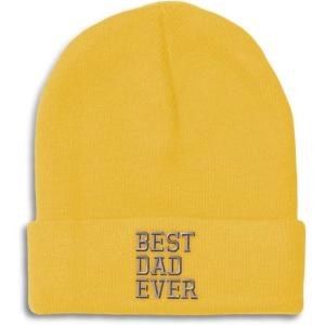 imageBeanies for Men Best Dad Ever Aembroidery Humor Winter Hats for Women Acrylic Skull Cap 1 SizeYellow Design Only