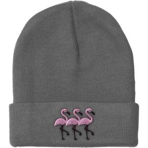 imageBeanies for Men Pink Flamingos Embroidery Wild Animals Winter Hats for Women Acrylic Skull Cap 1 SizeLight Grey Design Only