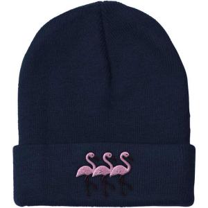 imageBeanies for Men Pink Flamingos Embroidery Wild Animals Winter Hats for Women Acrylic Skull Cap 1 SizeNavy Design Only