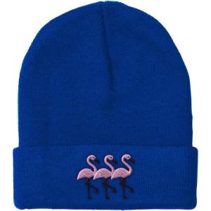 imageBeanies for Men Pink Flamingos Embroidery Wild Animals Winter Hats for Women Acrylic Skull Cap 1 SizeRoyal Blue Design Only