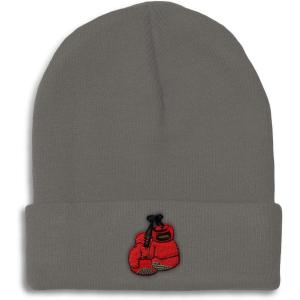 imageCustom Beanies for Men Boxing Gloves Embroidery Boxing Winter Hats for Women Acrylic Skull Cap 1 SizeDark Grey Design Only