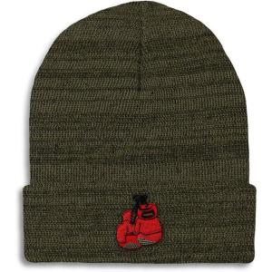 imageCustom Beanies for Men Boxing Gloves Embroidery Boxing Winter Hats for Women Acrylic Skull Cap 1 SizeHeather Olive Green Design Only