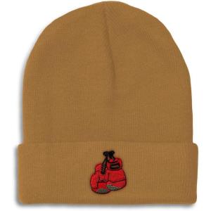 imageCustom Beanies for Men Boxing Gloves Embroidery Boxing Winter Hats for Women Acrylic Skull Cap 1 SizeKhaki Design Only