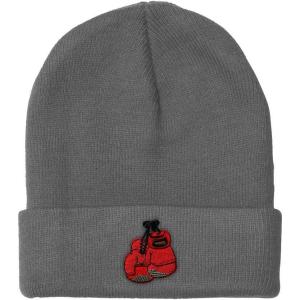 imageCustom Beanies for Men Boxing Gloves Embroidery Boxing Winter Hats for Women Acrylic Skull Cap 1 SizeLight Grey Design Only