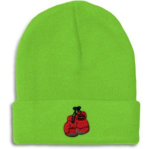 imageCustom Beanies for Men Boxing Gloves Embroidery Boxing Winter Hats for Women Acrylic Skull Cap 1 SizeLime Design Only