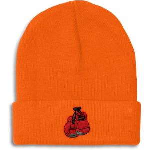 imageCustom Beanies for Men Boxing Gloves Embroidery Boxing Winter Hats for Women Acrylic Skull Cap 1 SizeOrange Design Only
