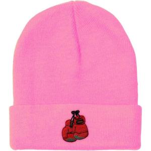 imageCustom Beanies for Men Boxing Gloves Embroidery Boxing Winter Hats for Women Acrylic Skull Cap 1 SizeSoft Pink Design Only