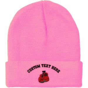 imageCustom Beanies for Men Boxing Gloves Embroidery Boxing Winter Hats for Women Acrylic Skull Cap 1 SizeSoft Pink Personalized Text Here
