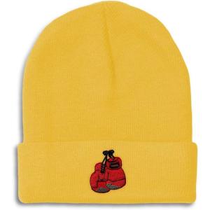 imageCustom Beanies for Men Boxing Gloves Embroidery Boxing Winter Hats for Women Acrylic Skull Cap 1 SizeYellow Design Only