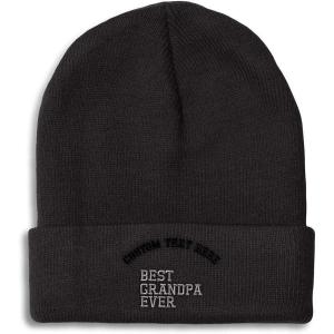 imageCustom Beanies for Men Best Grandpa Ever Aembroidery Humor Winter Hats for Women Acrylic Skull Cap 1 SizeBlack Personalized Text Here