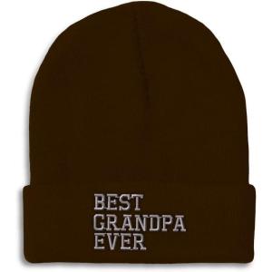 imageCustom Beanies for Men Best Grandpa Ever Aembroidery Humor Winter Hats for Women Acrylic Skull Cap 1 SizeBrown Design Only
