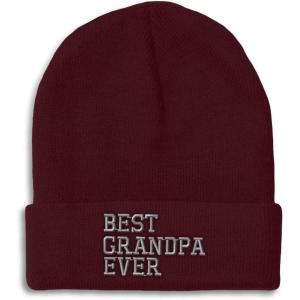 imageCustom Beanies for Men Best Grandpa Ever Aembroidery Humor Winter Hats for Women Acrylic Skull Cap 1 SizeBurgundy Design Only