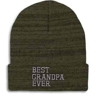 imageCustom Beanies for Men Best Grandpa Ever Aembroidery Humor Winter Hats for Women Acrylic Skull Cap 1 SizeHeather Olive Green Design Only