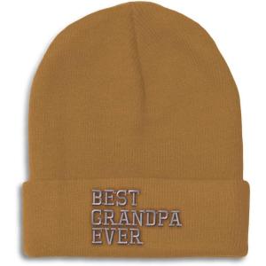 imageCustom Beanies for Men Best Grandpa Ever Aembroidery Humor Winter Hats for Women Acrylic Skull Cap 1 SizeKhaki Design Only