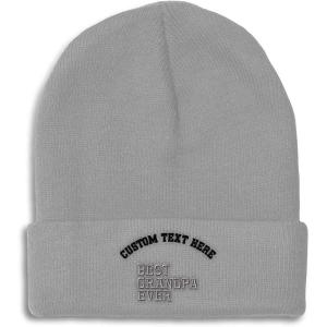imageCustom Beanies for Men Best Grandpa Ever Aembroidery Humor Winter Hats for Women Acrylic Skull Cap 1 SizeLight Grey Personalized Text Here