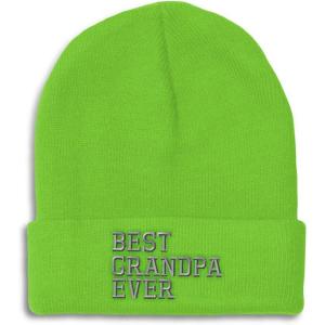 imageCustom Beanies for Men Best Grandpa Ever Aembroidery Humor Winter Hats for Women Acrylic Skull Cap 1 SizeLime Design Only