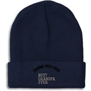 imageCustom Beanies for Men Best Grandpa Ever Aembroidery Humor Winter Hats for Women Acrylic Skull Cap 1 SizeNavy Personalized Text Here