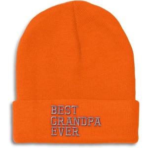 imageCustom Beanies for Men Best Grandpa Ever Aembroidery Humor Winter Hats for Women Acrylic Skull Cap 1 SizeOrange Design Only