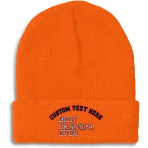 imageCustom Beanies for Men Best Grandpa Ever Aembroidery Humor Winter Hats for Women Acrylic Skull Cap 1 SizeOrange Personalized Text Here