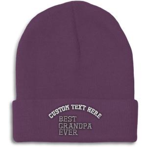 imageCustom Beanies for Men Best Grandpa Ever Aembroidery Humor Winter Hats for Women Acrylic Skull Cap 1 SizePurple Personalized Text Here