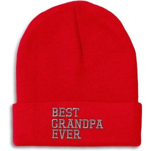 imageCustom Beanies for Men Best Grandpa Ever Aembroidery Humor Winter Hats for Women Acrylic Skull Cap 1 SizeRed Design Only