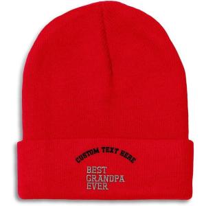 imageCustom Beanies for Men Best Grandpa Ever Aembroidery Humor Winter Hats for Women Acrylic Skull Cap 1 SizeRed Personalized Text Here