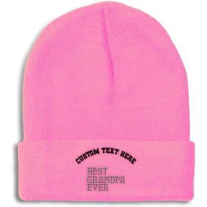 imageCustom Beanies for Men Best Grandpa Ever Aembroidery Humor Winter Hats for Women Acrylic Skull Cap 1 SizeSoft Pink Personalized Text Here
