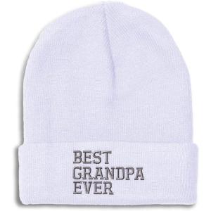 imageCustom Beanies for Men Best Grandpa Ever Aembroidery Humor Winter Hats for Women Acrylic Skull Cap 1 SizeWhite Design Only