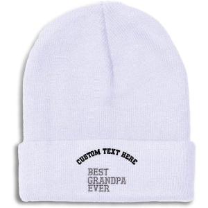 imageCustom Beanies for Men Best Grandpa Ever Aembroidery Humor Winter Hats for Women Acrylic Skull Cap 1 SizeWhite Personalized Text Here