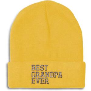 imageCustom Beanies for Men Best Grandpa Ever Aembroidery Humor Winter Hats for Women Acrylic Skull Cap 1 SizeYellow Design Only