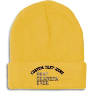 imageCustom Beanies for Men Best Grandpa Ever Aembroidery Humor Winter Hats for Women Acrylic Skull Cap 1 SizeYellow Personalized Text Here