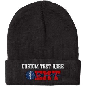 imageCustom Beanies for Men EMT Paramedic Embroidery Paramedic Winter Hats for Women Acrylic Skull Cap 1 SizeBlack Personalized Text Here