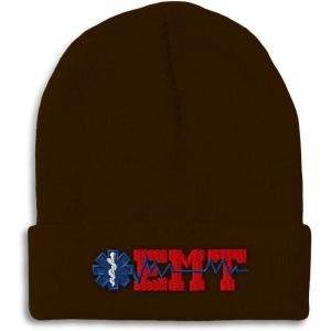 imageCustom Beanies for Men EMT Paramedic Embroidery Paramedic Winter Hats for Women Acrylic Skull Cap 1 SizeBrown Design Only