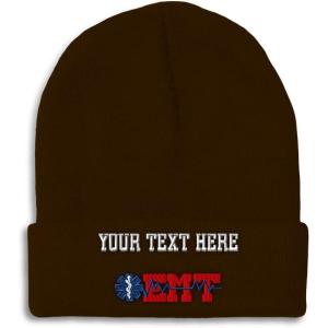 imageCustom Beanies for Men EMT Paramedic Embroidery Paramedic Winter Hats for Women Acrylic Skull Cap 1 SizeBrown Personalized Text Here