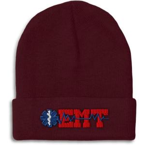imageCustom Beanies for Men EMT Paramedic Embroidery Paramedic Winter Hats for Women Acrylic Skull Cap 1 SizeBurgundy Design Only