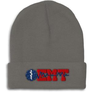 imageCustom Beanies for Men EMT Paramedic Embroidery Paramedic Winter Hats for Women Acrylic Skull Cap 1 SizeDark Grey Design Only