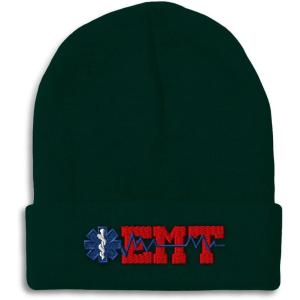 imageCustom Beanies for Men EMT Paramedic Embroidery Paramedic Winter Hats for Women Acrylic Skull Cap 1 SizeForest Green Design Only