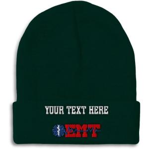 imageCustom Beanies for Men EMT Paramedic Embroidery Paramedic Winter Hats for Women Acrylic Skull Cap 1 SizeForest Green Personalized Text Here