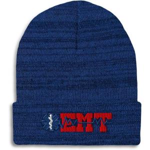 imageCustom Beanies for Men EMT Paramedic Embroidery Paramedic Winter Hats for Women Acrylic Skull Cap 1 SizeHeather Royal Blue Design Only