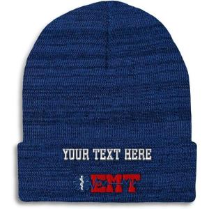 imageCustom Beanies for Men EMT Paramedic Embroidery Paramedic Winter Hats for Women Acrylic Skull Cap 1 SizeHeather Royal Blue Personalized Text Here