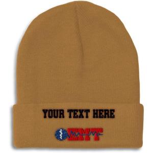 imageCustom Beanies for Men EMT Paramedic Embroidery Paramedic Winter Hats for Women Acrylic Skull Cap 1 SizeKhaki Personalized Text Here